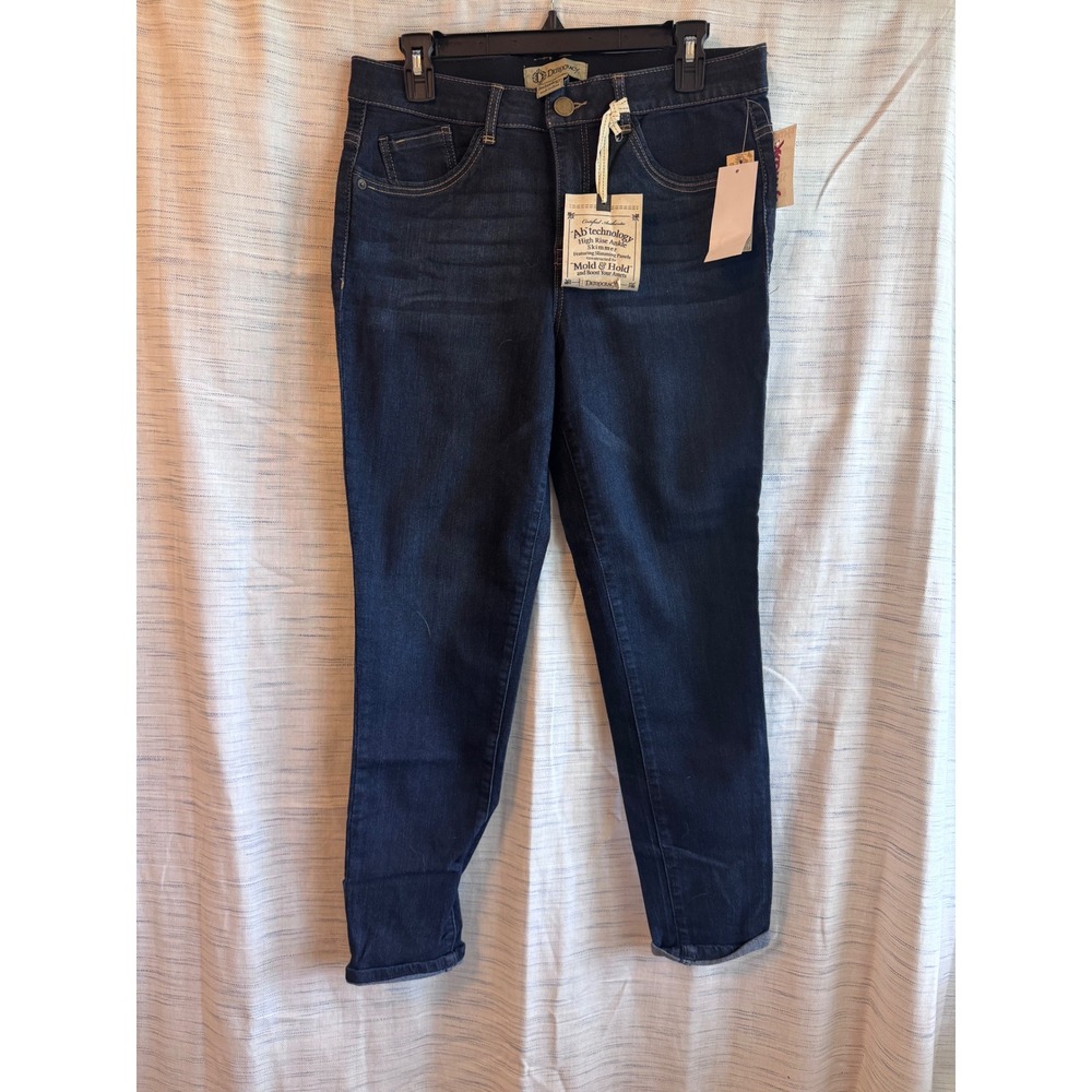 Democracy Abtechnology High Rise Ankle Skimmer Jeans Dark Wash Slimming Panels 8